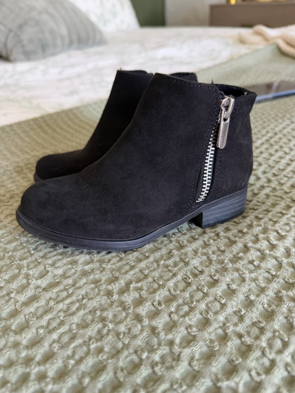 Black Suede Side-Zip Ankle Booties